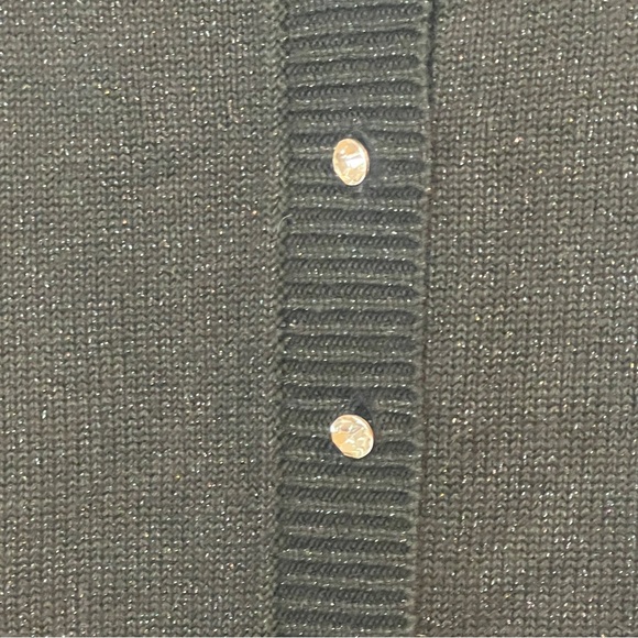 Quacker Factory Sparkly Metallic Cardigan XL Rhinestone Buttons Sweater Black - Picture 4 of 5